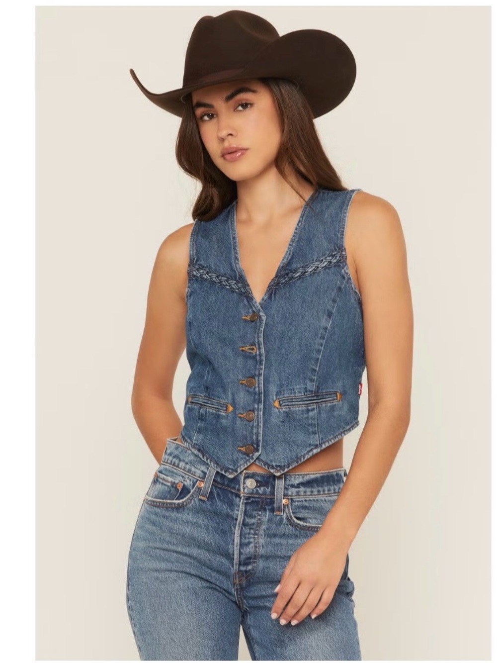 LEVI'S PREMIUM WOMEN'S BIG YIKES BRAIDED DENIM VEST